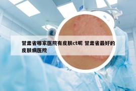 甘肃省哪家医院有皮肤ct呢 甘肃省最好的皮肤病医院